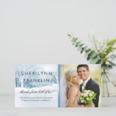 Besneeuwde Winter Foto Dank je wel ijsblauw Bedankkaart (Staand voorkant)