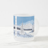 Besneeuwde Winter Held Bevroren Glas Mok (Voorkant rechts)