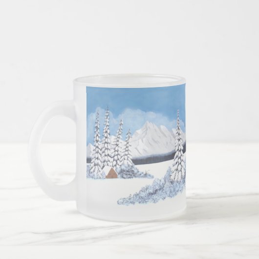 Besneeuwde Winter Held Bevroren Glas Mok (Links)