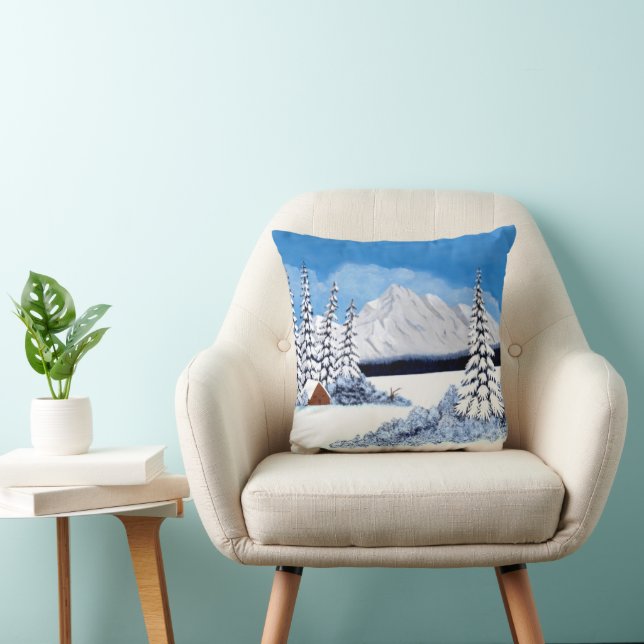 Besneeuwde Winter Heldere Kussen (Stoel)
