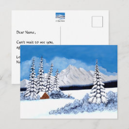 Besneeuwde Winter Heldige Prentkaart Briefkaart
