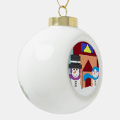 Besneeuwde Winter: Keramische Bal Ornament (Links)