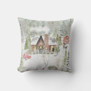 Besneeuwde winter kerst hut scène kussen