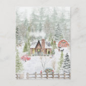 Besneeuwde winter kerst hutscene briefkaart (Voorkant)