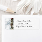 Besneeuwde Winter Kerstmis Etiket (Insitu)