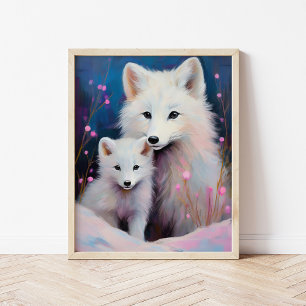 Besneeuwde Winter Poolvos Moderne Kunst Poster