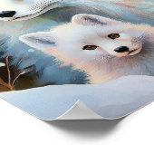 Besneeuwde Winter Poolvos Moderne Kunst Poster (Hoek)