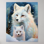 Besneeuwde Winter Poolvos Moderne Kunst Poster (Voorkant)