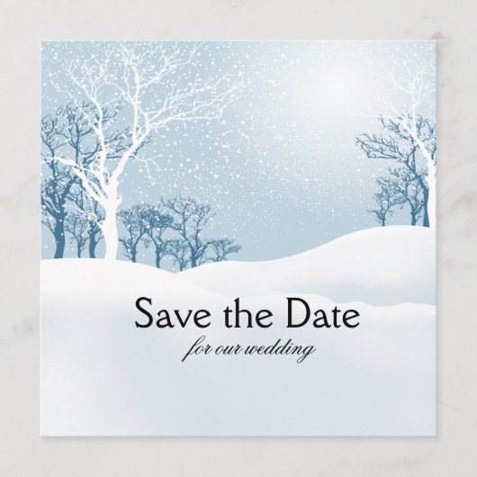 Besneeuwde Winter Sla de Datum Op ijsblauw Save The Date (Voorkant)