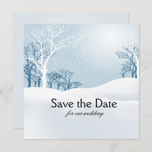 Besneeuwde Winter Sla de Datum Op ijsblauw Save The Date (Voorkant / Achterkant)