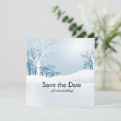Besneeuwde Winter Sla de Datum Op ijsblauw Save The Date (Staand voorkant)