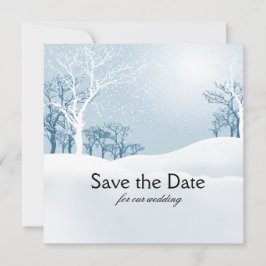 Besneeuwde Winter Sla de Datum Op ijsblauw Save The Date