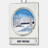 Besneeuwde Winter Verzilverd Banner Ornament (Links)
