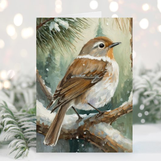 Besneeuwde Winter Vogel Moderne Kunst Kaart