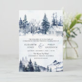 Besneeuwde Winterberg Dennenbos QR Code Trouwen Kaart (Staand voorkant)