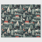 besneeuwde winterboerderij cadeaupapier (Vlak)