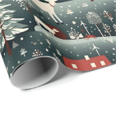 besneeuwde winterboerderij cadeaupapier (Rol Hoek)