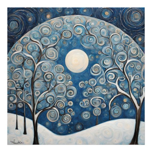 Besneeuwde Winterbomen Foto Afdruk (Voorkant)