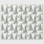 besneeuwde winterbossen cadeaupapier (Vlak)