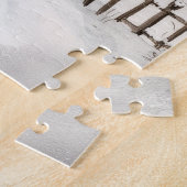 Besneeuwde winterdorp cottages legpuzzel (Zijkant)