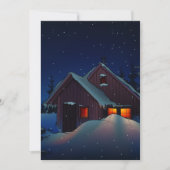 Besneeuwde winterhut nachtscene kaart (Voorkant)