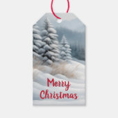 Besneeuwde winterlandschap Kerst Cadeaulabel (Voorkant)