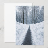 Besneeuwde winterse bospad uitnodiging (Voorkant / Achterkant)