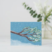 Besneeuwde wintertakken handgetekend briefkaart (Staand voorkant)