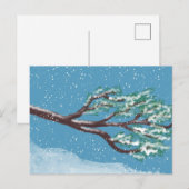 Besneeuwde wintertakken handgetekend briefkaart (Voorkant / Achterkant)
