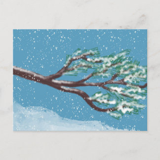 Besneeuwde wintertakken handgetekend briefkaart