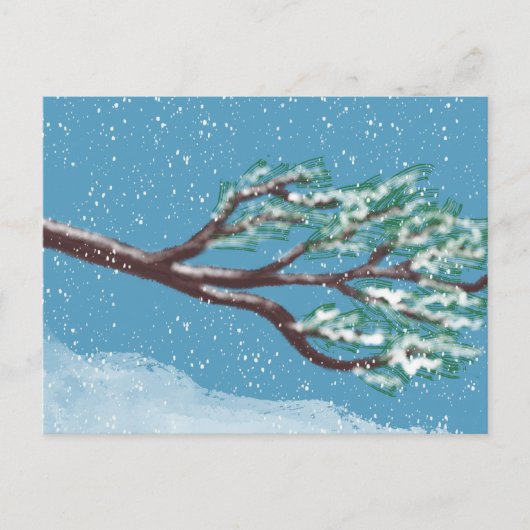 Besneeuwde wintertakken handgetekend briefkaart (Voorkant)