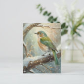 Besneeuwde Wintervogel Moderne Kunst Briefkaart (Staand voorkant)