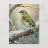 Besneeuwde Wintervogel Moderne Kunst Briefkaart (Voorkant)
