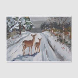 Besneeuwde Winterwandeling, Hinde en Ree Tissuepapier