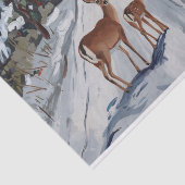 Besneeuwde Winterwandeling, Hinde en Ree Tissuepapier (Detail)