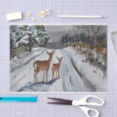 Besneeuwde Winterwandeling, Hinde en Ree Tissuepapier (Craft)