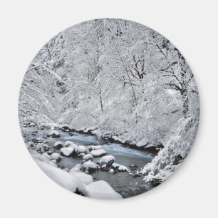 Besneeuwde witte kreek landschap, Oregon Magneet