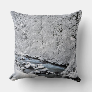 Besneeuwde witte kreek Scenic, Oregon Kussen