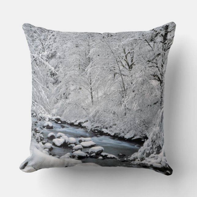 Besneeuwde witte kreek Scenic, Oregon Kussen (Voorkant)