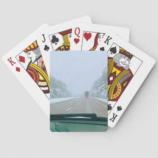Besneeuwde Zweedse Wegreis Pokerkaarten (Achterkant)