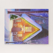 BESNEUWDE HUT KUNST KERST LEGPUZZEL (Horizontaal)