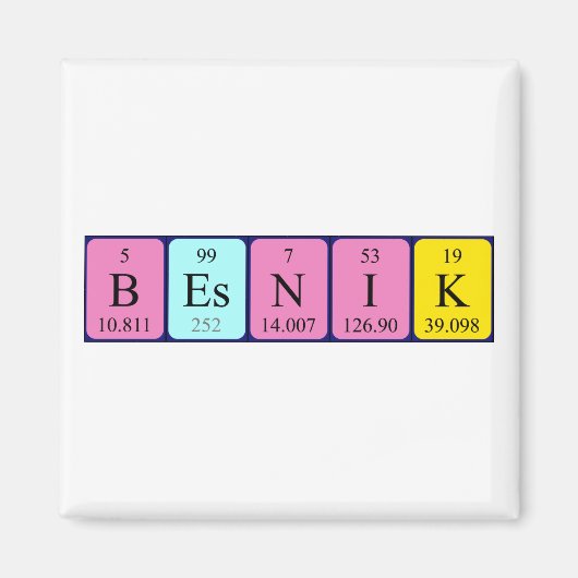 Besnik periodieke lijstnaam magnet (Voorkant)