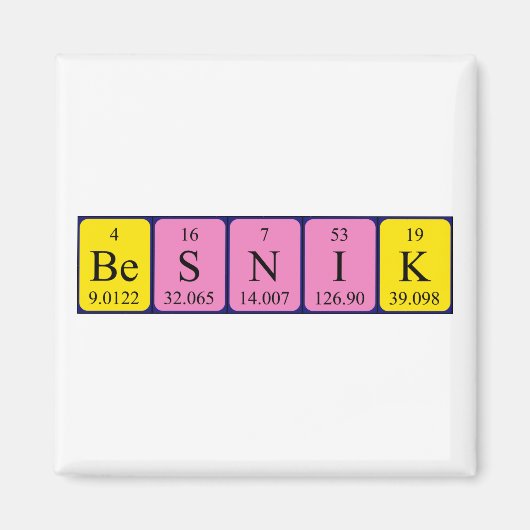 Besnik periodieke lijstnaam magnet (Voorkant)