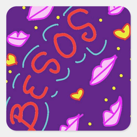 besos vierkante sticker (Voorkant)