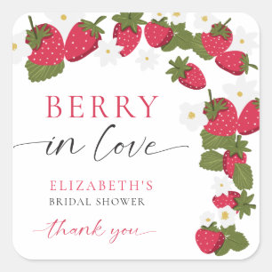 Besotted met Aardbei Trouwdag Dank je Vierkante Sticker