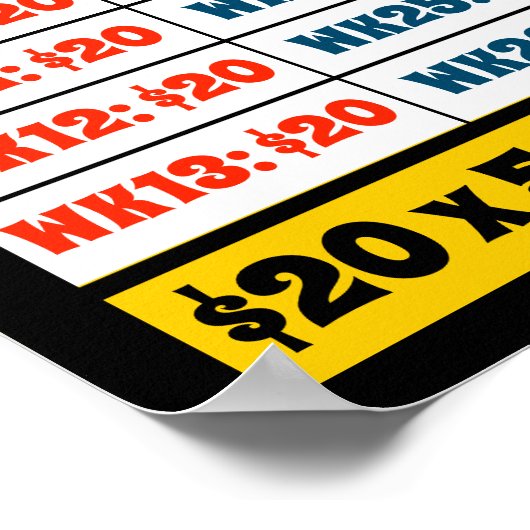 Bespaar $1.000 in één jaar! Gelddoelstellingen Poster (Hoek)