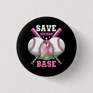 Bespaar 2e Base Baseball Borst Kanker Awareness Pi Ronde Button 3,2 Cm