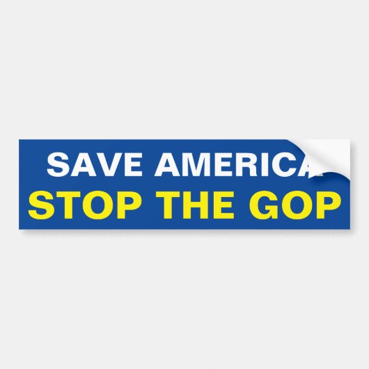 BESPAAR AMERIKA. STOP DE GOP BUMPERSTICKER (Voorkant)