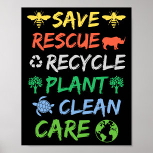 Bespaar bijen Reddingsdieren Recyclen Mannen op aa Poster