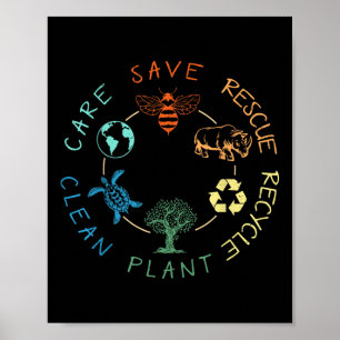 Bespaar bijen Reddingsdieren Recyclen Plastic Eart Poster